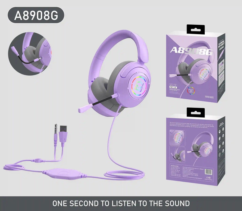Wired Gaming Headset with Noise Cancelling Mic - Over-Ear Design Tidesmit