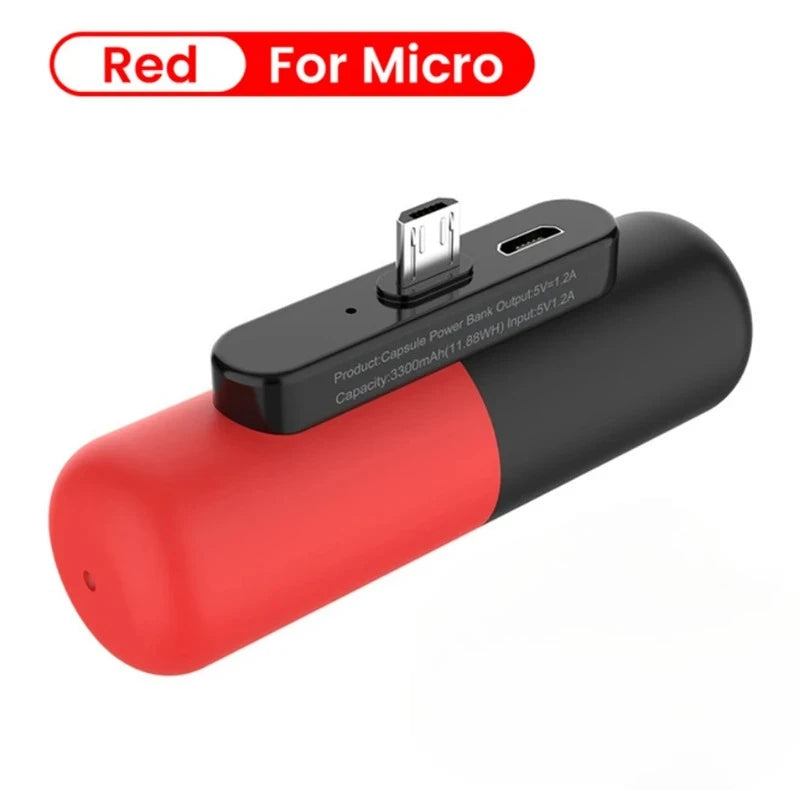Mini Portable Charger 3000mAh for iPhone and Android - Fast Charging Mirco USB Red Tidesmit