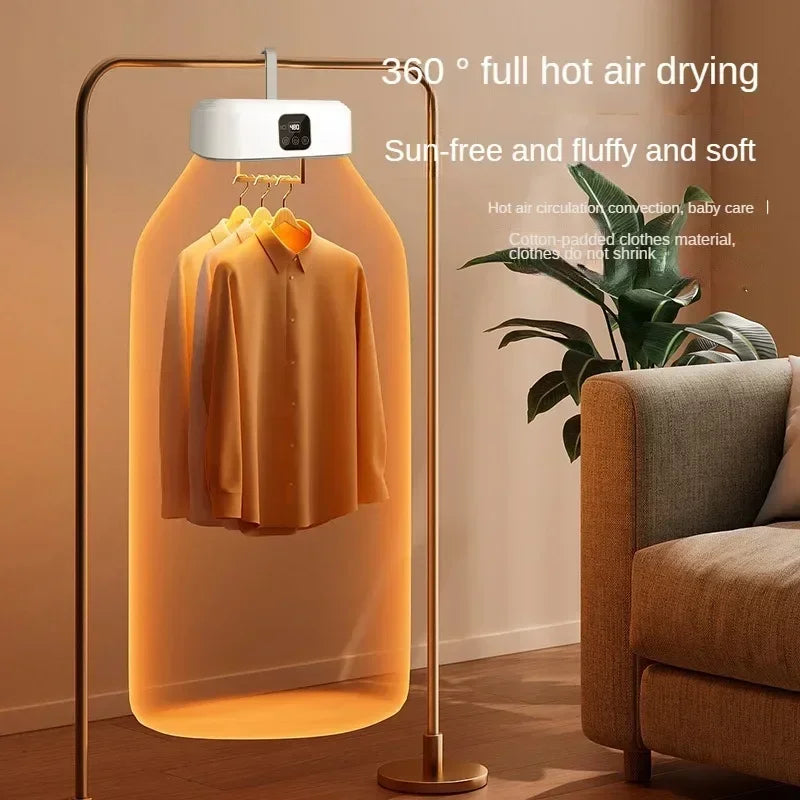 Tidesmit portable electric clothes dryer featuring remote control and foldable design for easy travel laundry care