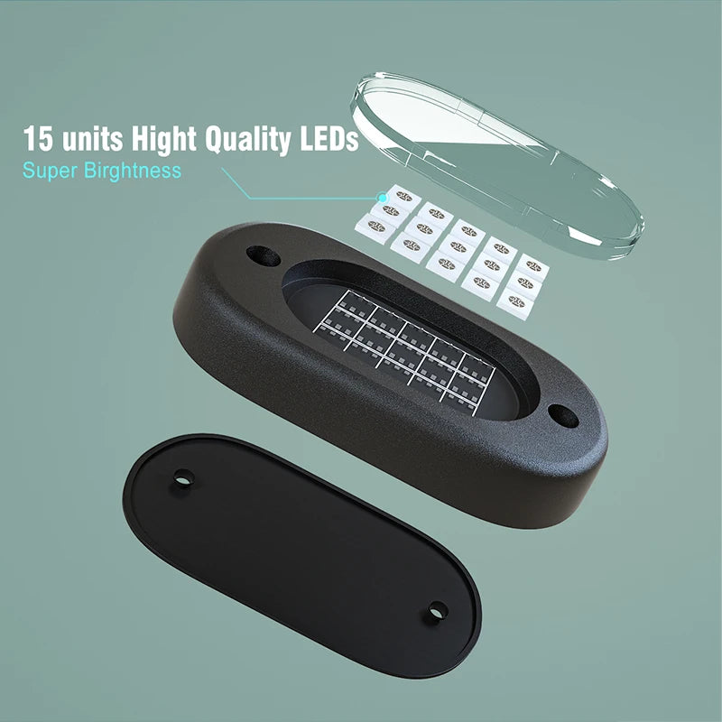 LED Rock Lights for Trucks | 4-12 Pod RGB App-Controlled Underglow Kit Tidesmit
