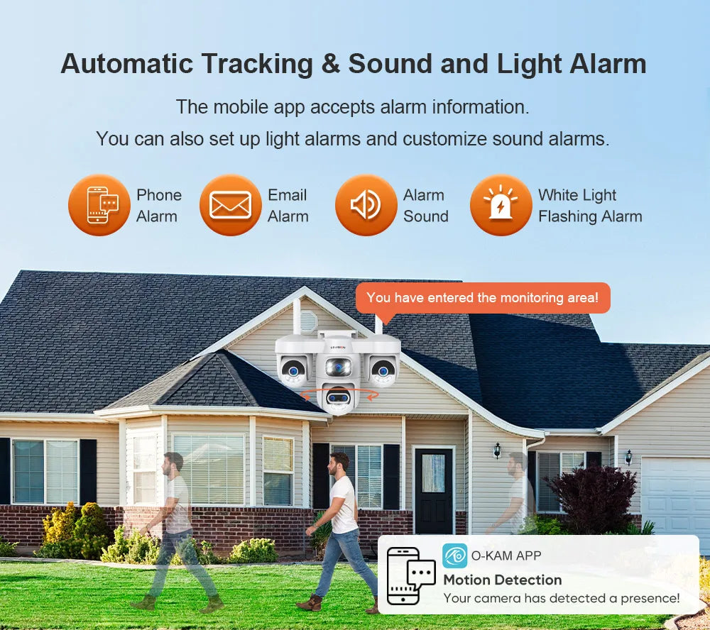 LS VISION 20MP 10X Zoom Three PTZ WiFi Security Camera Outdoor Four Screens 5-Lens Auto Tracking PC Client CCTV Cam Okam Pro App