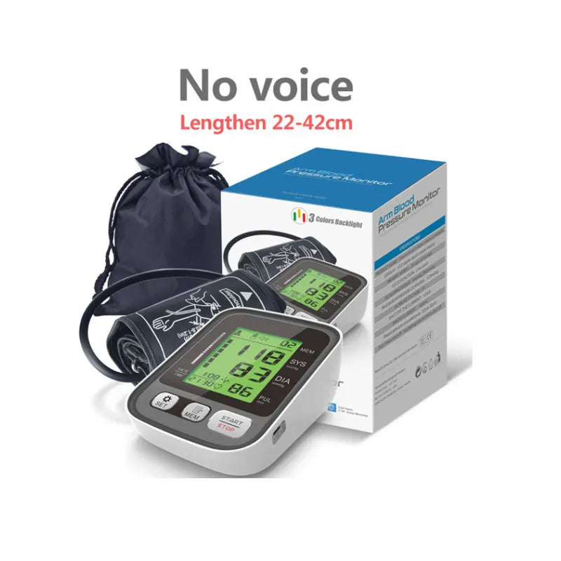 JYouCare Medical Digital Lcd Upper Arm Blood Pressure Monitor cuffs Home Heart rate Meter Tonometers Large cuff Voice Automatic