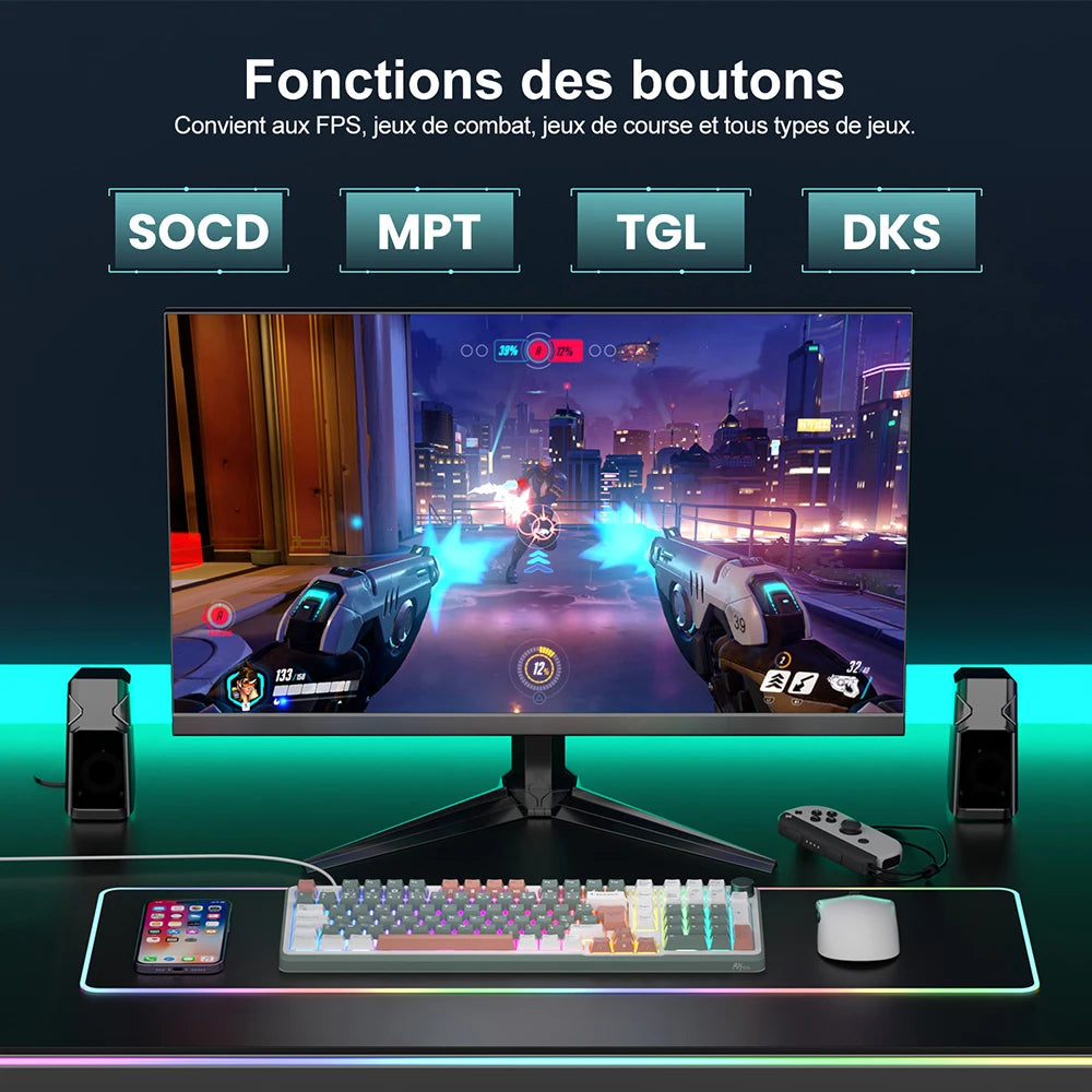 RK ROYAL KLUDGE RK C98 Magnetic Keyboard 0.01mm Rapid Trigg 8000HZ SOCD/Rs 0.125ms RGB Wired Mechanical Esports Gamer Keyboard