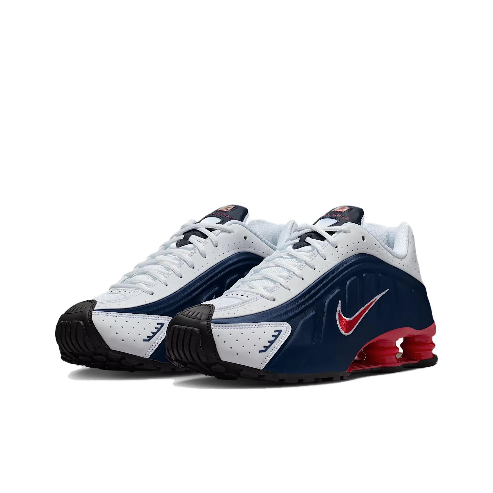 Nike Shox R4 Slip Resistant Abrasion Resistant Low top Casual Running Shoes Unisex Blue White HQ1988-400