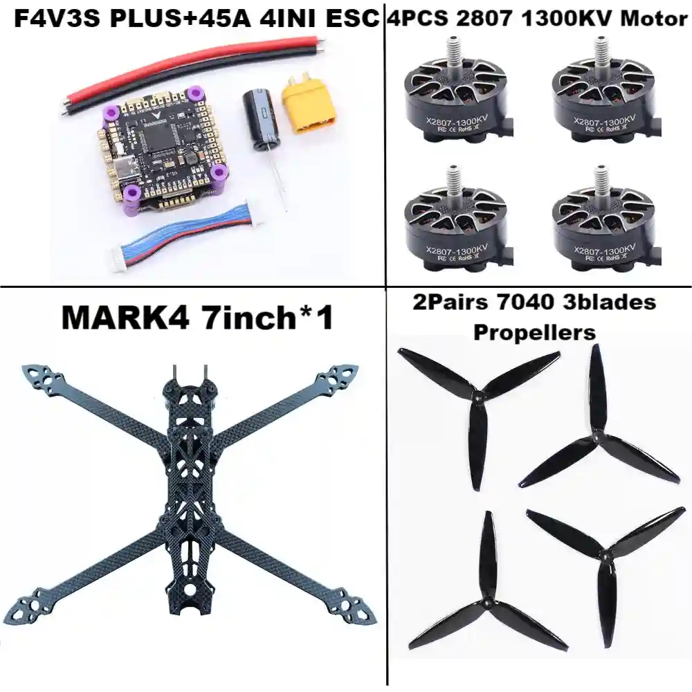 7-Inch FPV Racing Drone Kit with Carbon Fiber Frame - Tidesmit PLUS 45A Package G Tidesmit