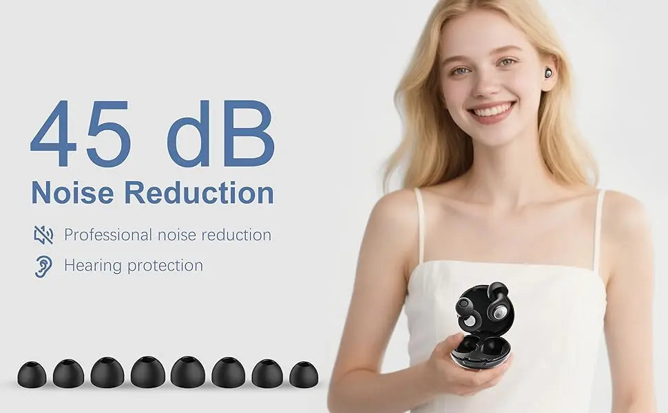 Ear Plugs for Sleeping Noise Cancelling 45dB, Reusable Silicone Earplugs with 8 Eartips and Portable Storage Case