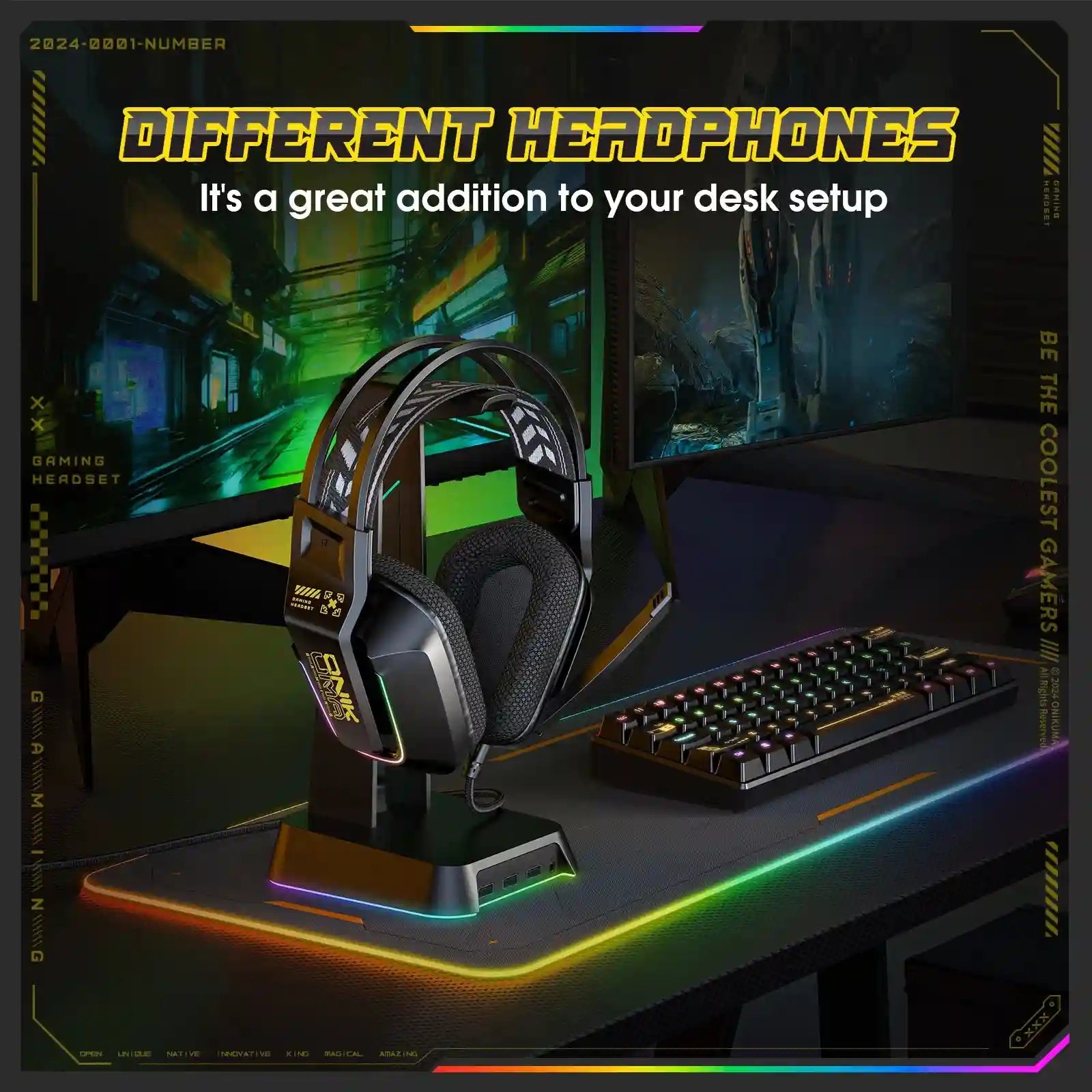 Wired Gaming Headset Over-Ear with RGB - Lightweight Pro Audio Tidesmit