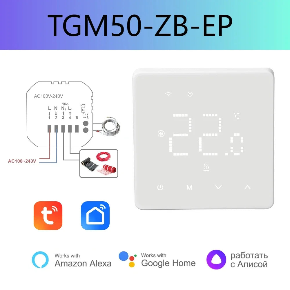 Beok Zigbee Floor Heating Thermostat  Tuya Programmable Smart Home Thermoregulator with Alexa Google Home Alice