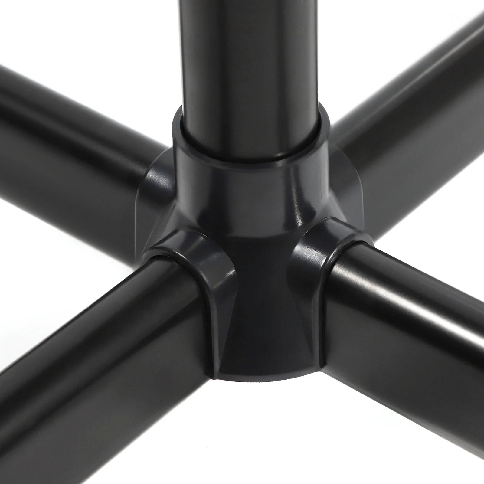 Black plastic five-star base connector for height-adjustable salon facial steamer and spa pore cleaning machine.