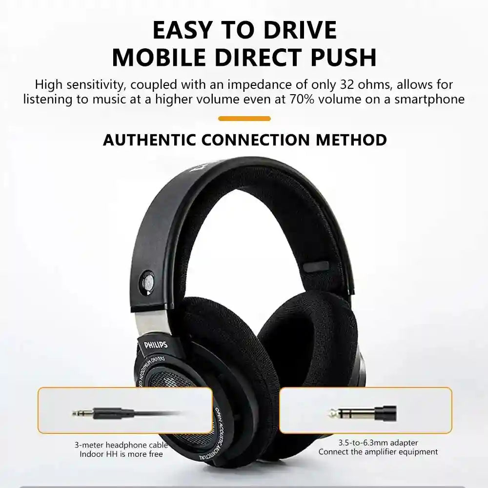 Philips SHP9500 Wired HiFi Headphones - Open Back Over-Ear Stereo Black Tidesmit