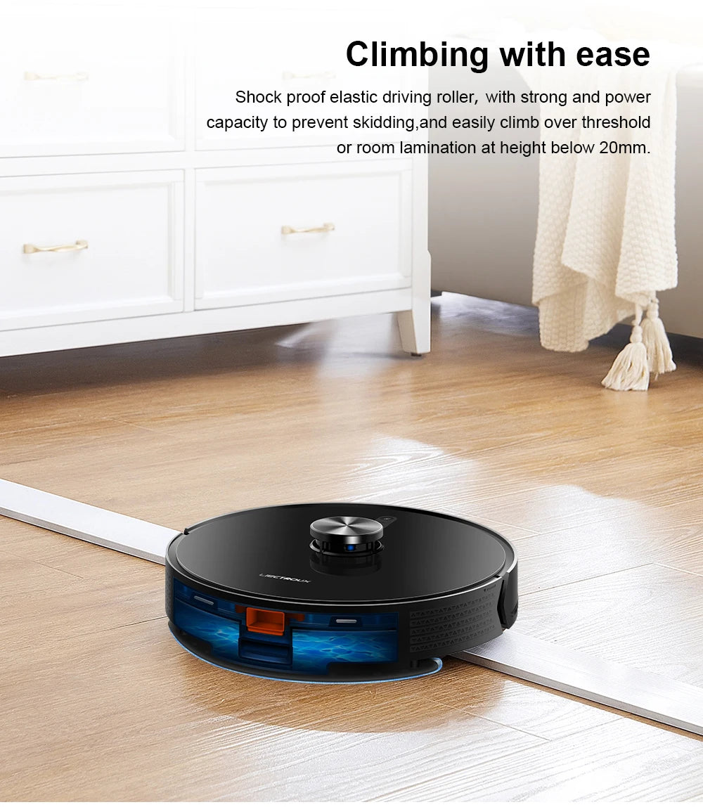 Tidesmit Liectroux LILIN X6 robot vacuum showing laser mapping and restricted area settings for carpet cleaning