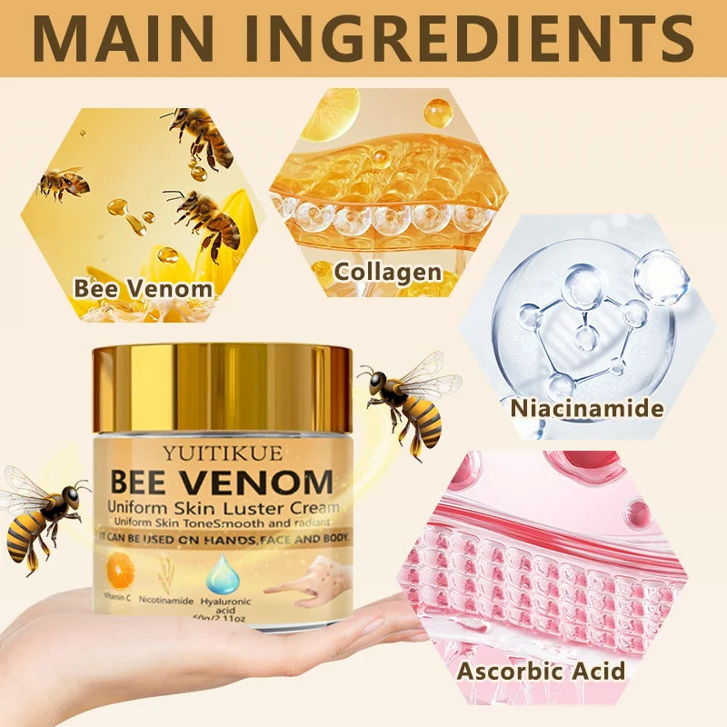 Nicotinamide Vitamin C Hyaluronic Acid Bee Venom Cream 60g Hydrating Smooth Bright Even Skin Tone Multi-use Face Body Lotion