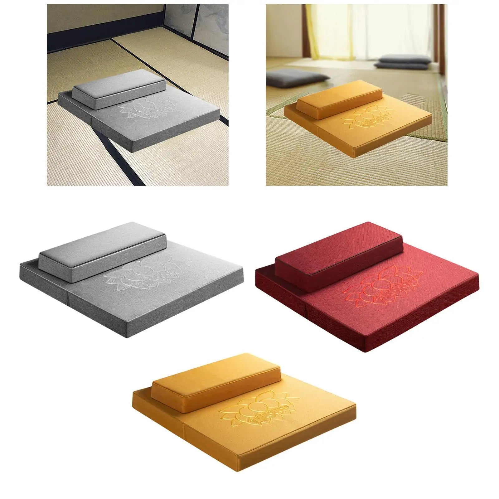 Yoga Accessories Seat Thick Cotton Linen Meditation Cushion Set Foldable Floor Pillow for Home Use