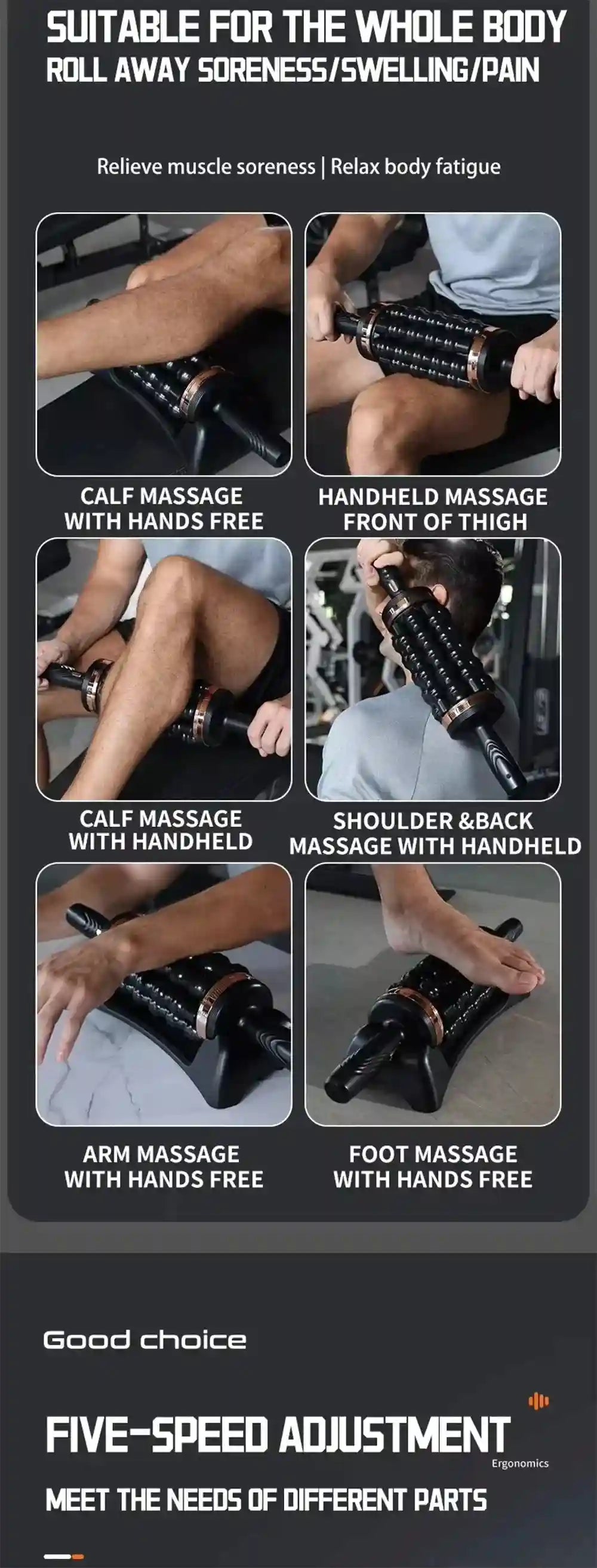 Electric Massager for Deep Muscle Relief - Rechargeable Wellness Device Massage Roller Tidesmit