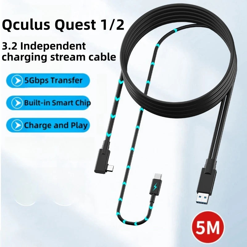 VR Link Cable 5M for Meta Quest 3 and Pico 4 - High-Speed 5Gbps USB-C Tidesmit