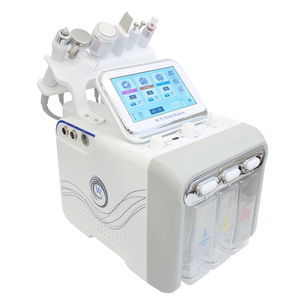 AOKO 7-in-1 hydro dermabrasion facial machine with touchscreen for deep skin cleaning and rejuvenation spa treatment.