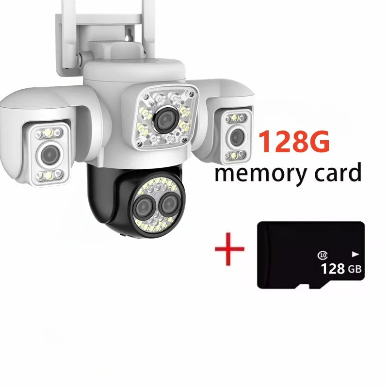 20MP Outdoors Wifi Camera 10K HD Three Screens Security PTZ IP Camera 10X Digital Zoom Lens Human AI Auto Detect Tracking Camera