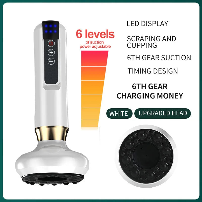 Electric Cupping Massager with Infrared Heat - 12 Gear Muscle Relief Body Shaping Massage Equipment 6Gear White China