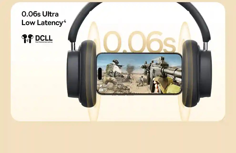 Wireless Over-Ear Headphones with 70H Playtime and Spatial Audio - Gray Tidesmit