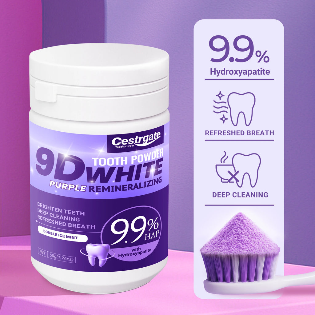 Tidesmit 9.9% purple hydroxyapatite teeth whitening powder for deep cleaning and fresh breath dental care
