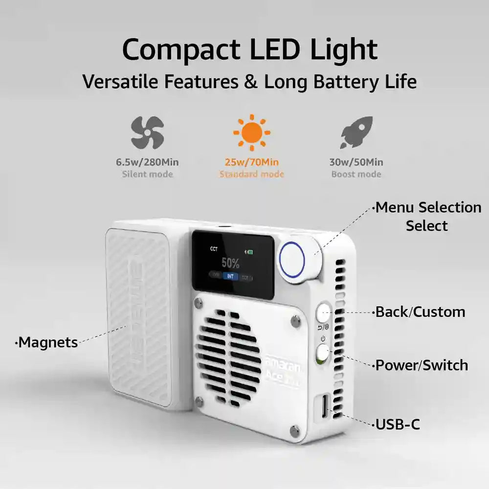 Amaran Ace 25x Pocket Bi-Color LED Video Light for Content Creators Tidesmit