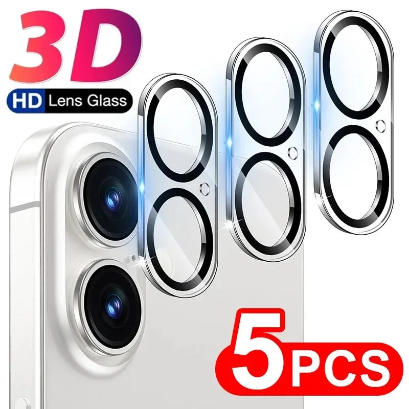 iPhone 16 Camera Lens Protector 5-Pack - 9H Tempered Glass Black Tidesmit