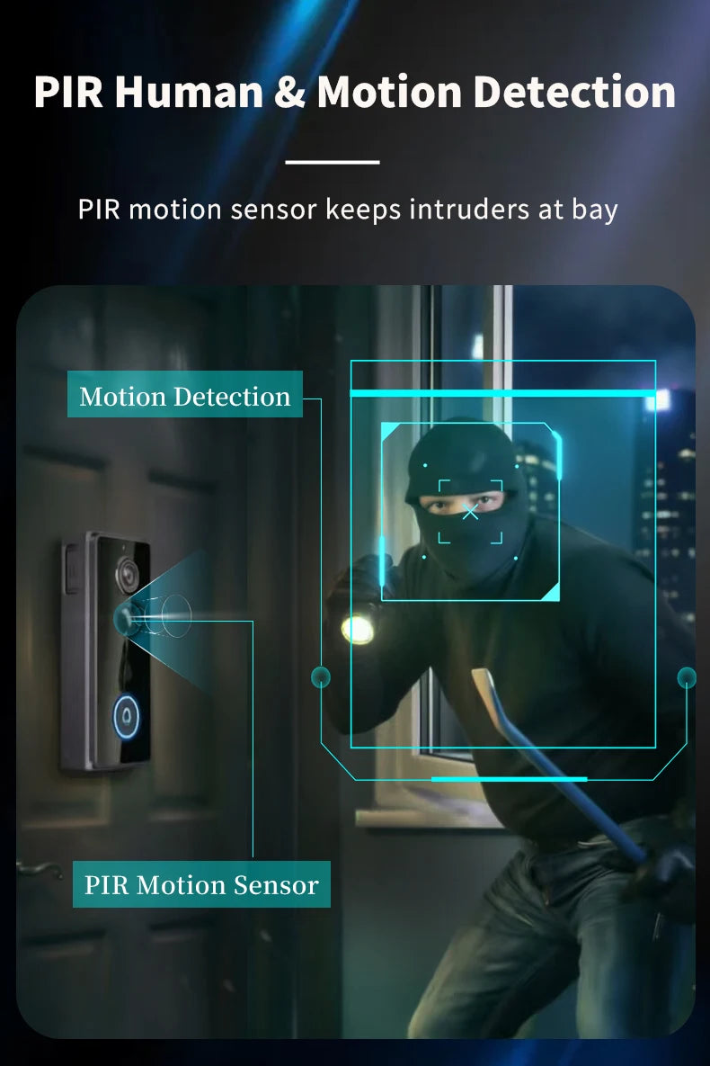 Waterproof 4000mAh Video Monitoring Doorbell 4.3 Inch IPS screen PIR motion sensor Two-way intercom 1080P Video Doorbell Camera