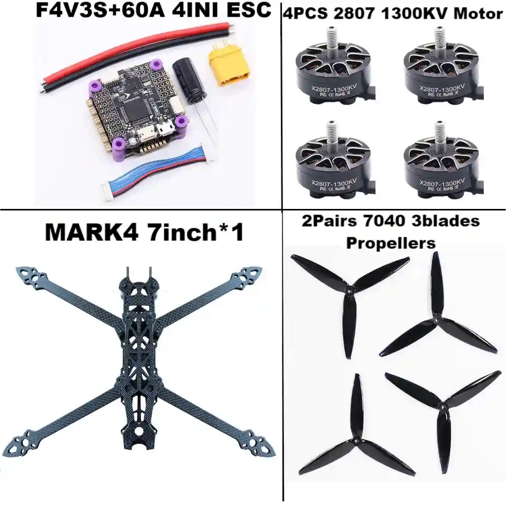 7-Inch FPV Racing Drone Kit with Carbon Fiber Frame - Tidesmit F4V3S 60A PackageA Tidesmit