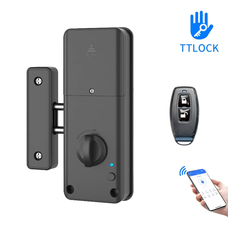 TTLock APP Remote Control Automatic IC Card Motor Lock Invisible No Drill Hole Installation For Wooden Door