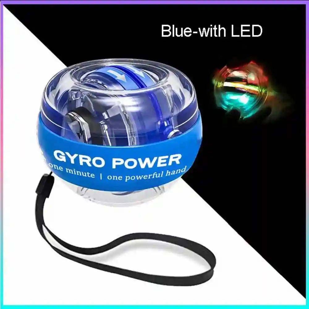 Wrist Strengthener Gyro Ball - Self-Starting Powerball for Forearm Grip Massage Roller Blue-withLED Tidesmit