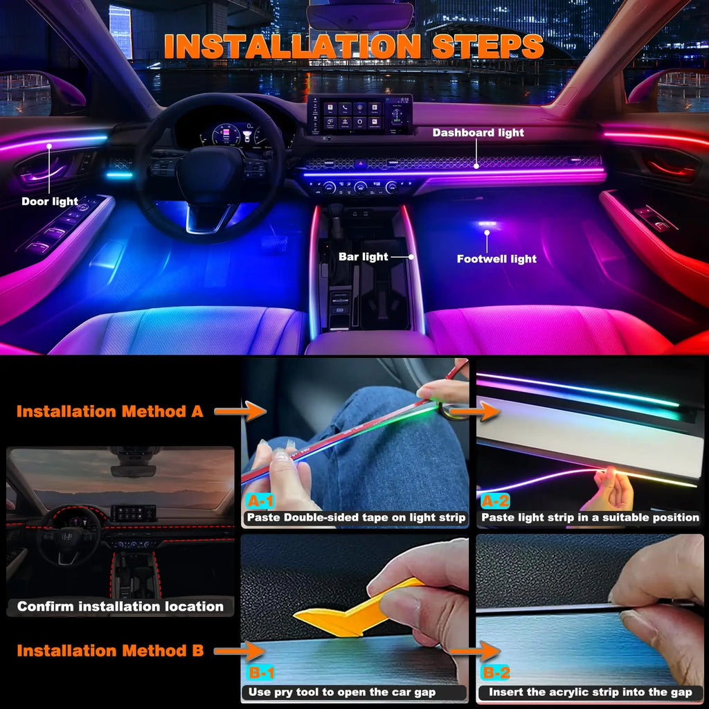 Tidesmit RGB Car Ambient LED Interior Lights with App Control Tidesmit