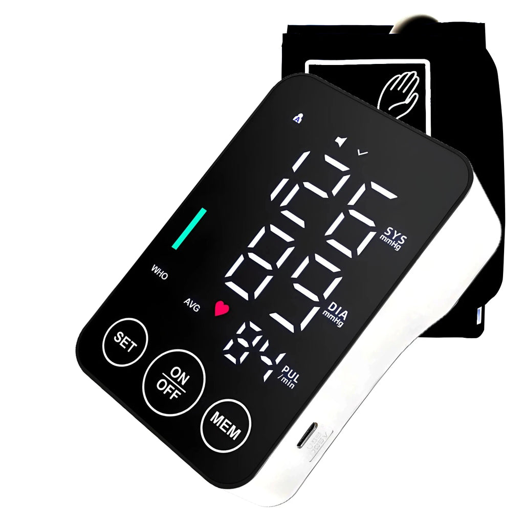 Spanish Voice Medical Digital Lcd Upper Arm Blood Pressure Monitor Cuffs Home Heart Rate Meter Tonometers Large Cuff Automatic