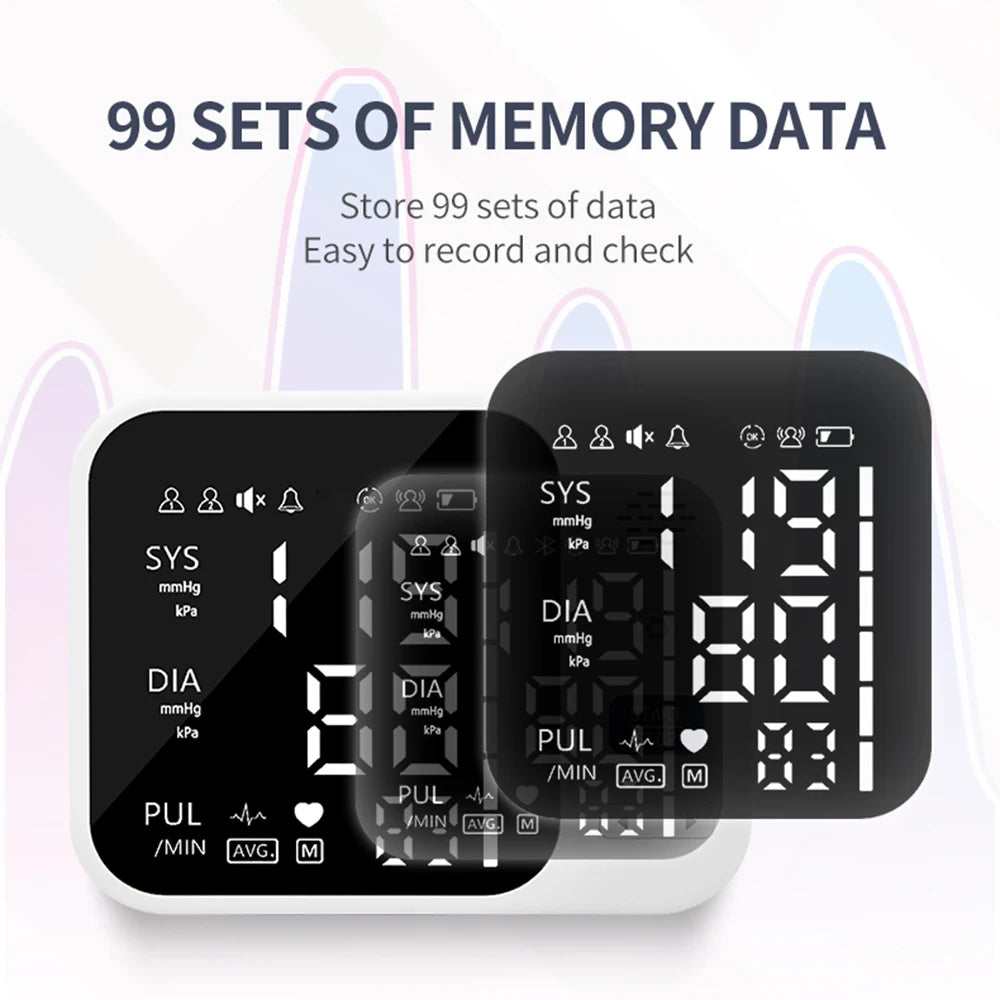Pressure Tonometer Automatic Digital Arm Blood Pressure Meter Portable Upper Cuff Tensiometer Heart Rate Pulse Bp Monitor