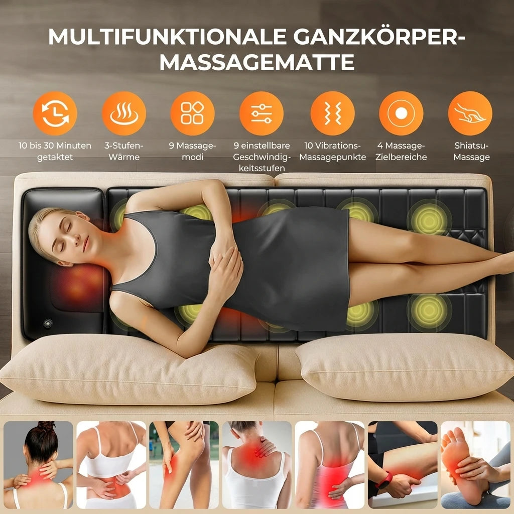 Shiatsu Massage Mat with Heat - Full Body Electric Massager EU Plug Back Massage Instrument Tidesmit