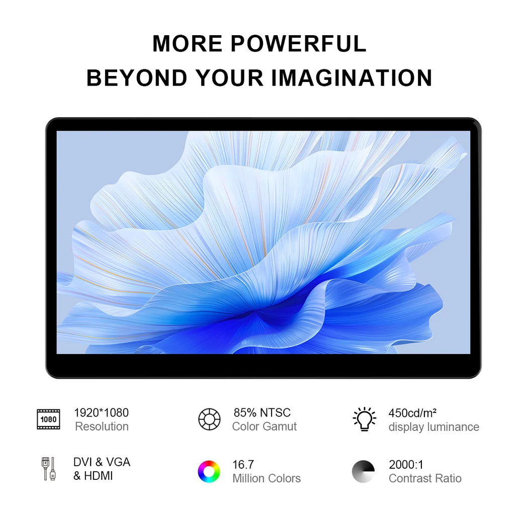 Unew 15.6" Touchscreen Monitor 1920x1080 60Hz 16:9 IPS Display HDMI Type-C VGA DVI for Raspberry Pi Industrial CCTV 75*75mm VESA