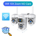LS VISION 20MP 10X Zoom Three PTZ WiFi Security Camera Outdoor Four Screens 5-Lens Auto Tracking PC Client CCTV Cam Okam Pro App