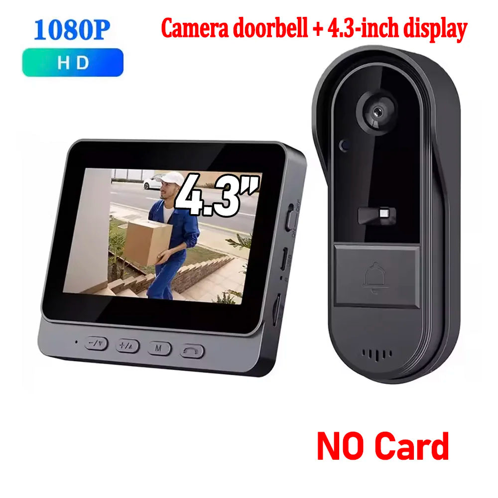 New Waterproof Wireless Doorbell Camera 4.3in IPS Screen 1080P Video Intercom Doorbell Home Security Door Bell IR Night Vision