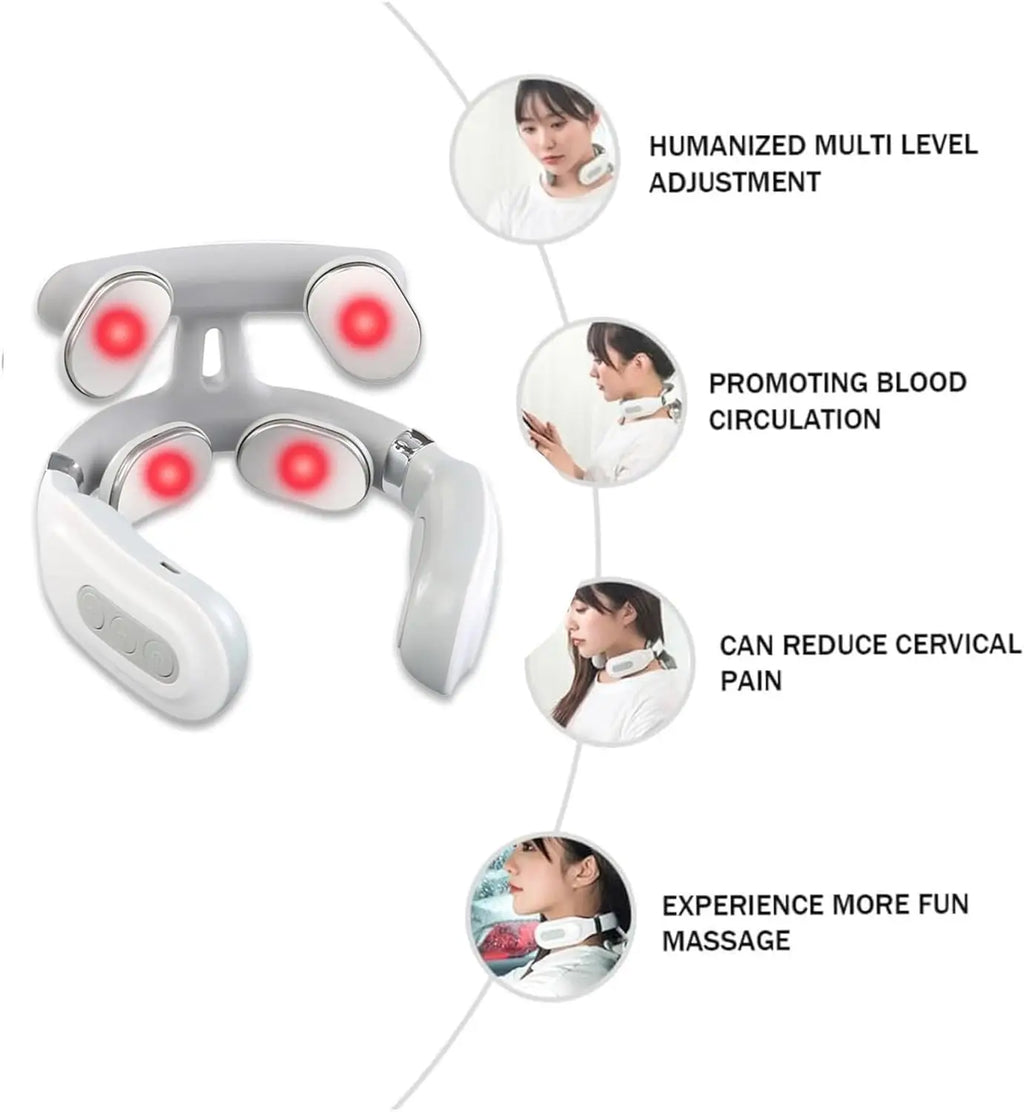 Tidesmit Portable Neck Massager - EMS Stress Relief Device (White) Relaxation Treatment Tidesmit