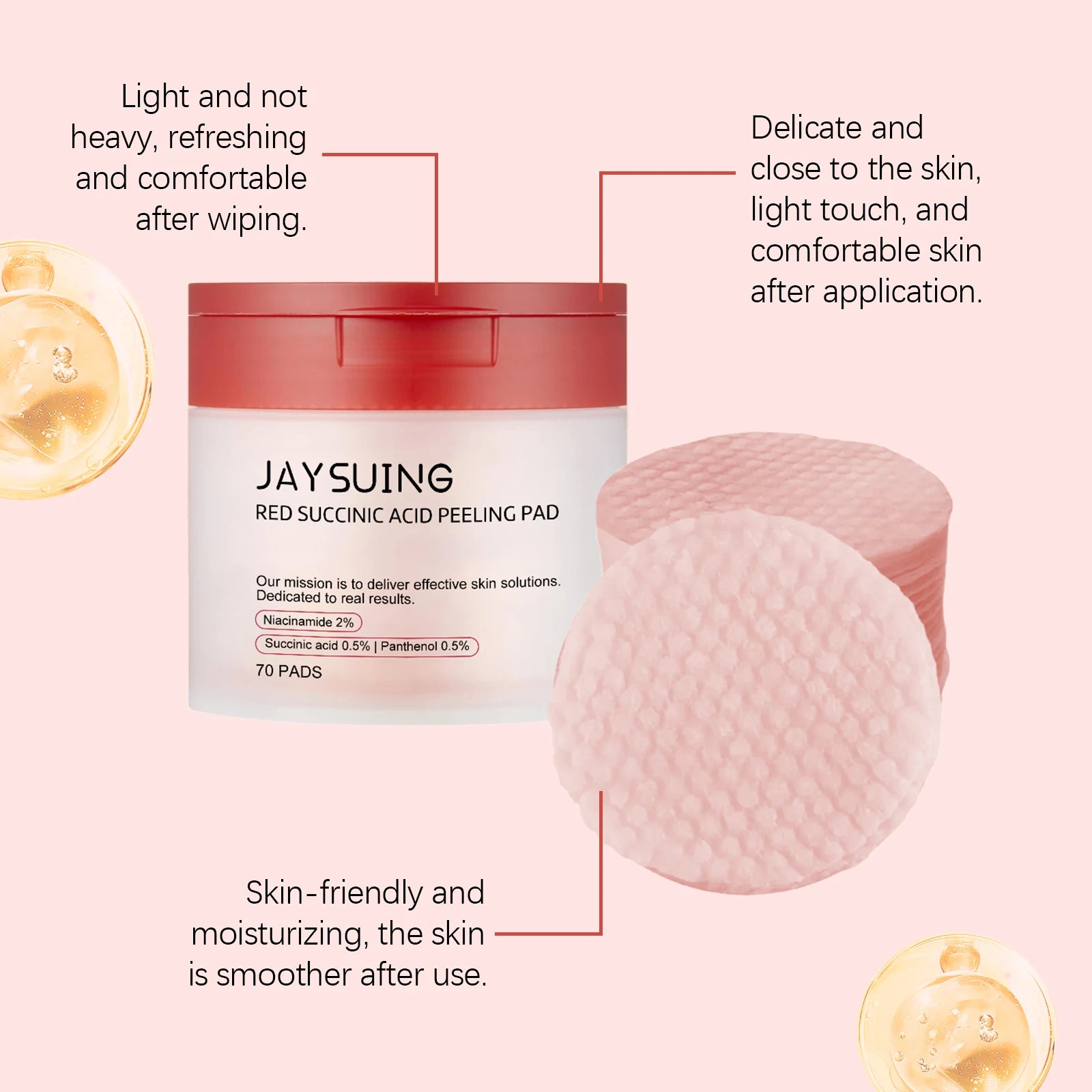 Succinic Acid Peeling Pads - Gentle Exfoliating Facial Treatment Scrubs Treatments Tidesmit