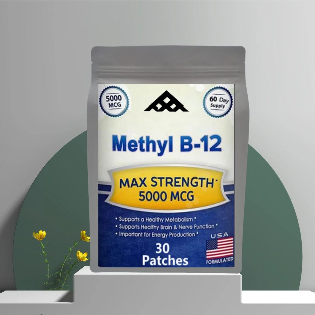 Vitamin B12 5000 MCG Patches - Brain Heart Support, Memory Learning Boost, Natural Energy Enhancer - 30 Patches