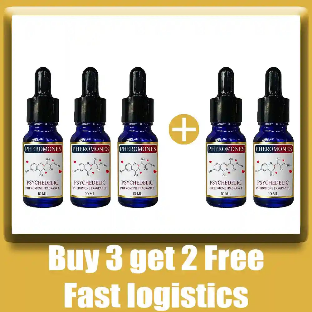 Psychedelic Pheromone Cologne: 10ml blue dropper bottles for men to attract women. Long-lasting scented oil formula.