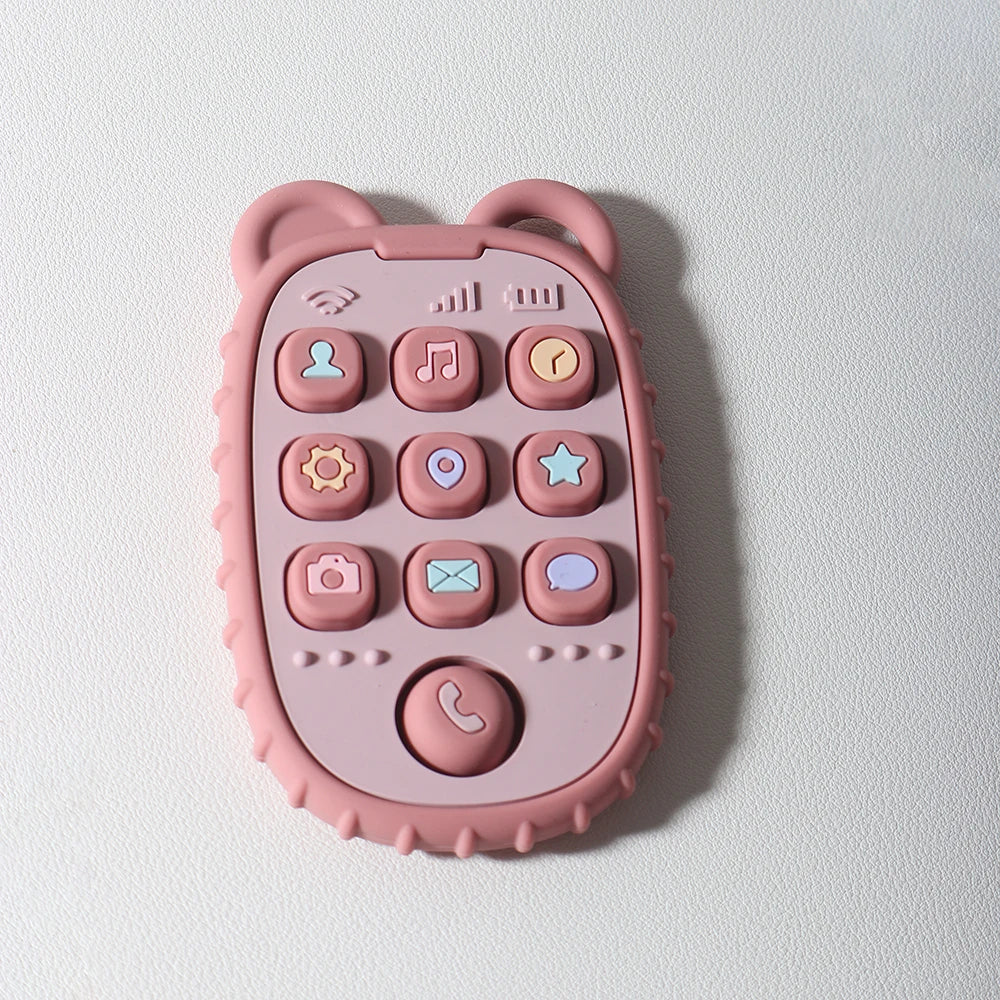 Cute Baby Silicone Mobile Teether Food Grade Safe Teether Cute Cartoon Bear Ease Teeth Pain Toy Teething Gift