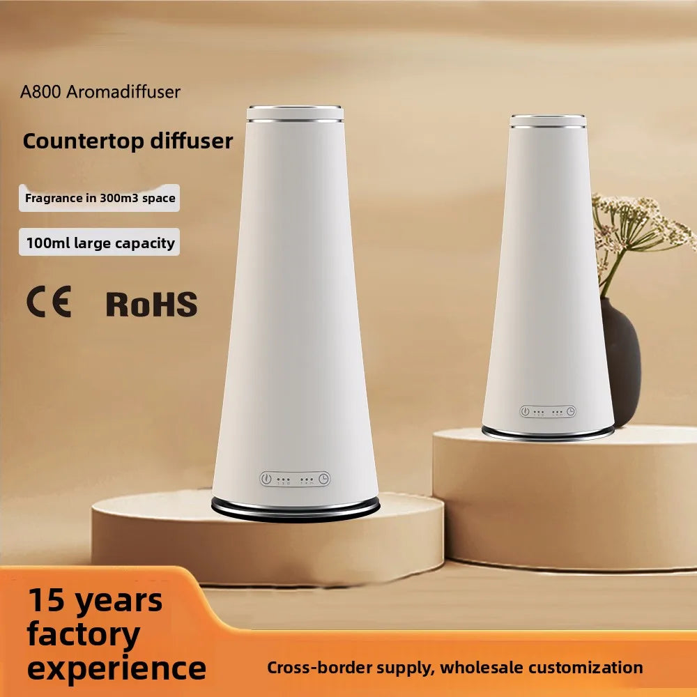 A800 Silent Aroma Diffuser Waterless Fragrance Scent Machine Rechargeable with Bluetooth APP Control Mood Light 300 Cubic Space