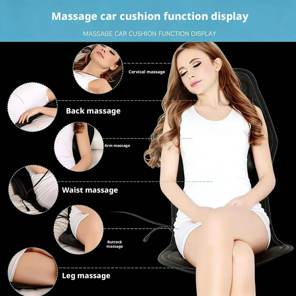 Heated Electric Massage Cushion for Car - Portable Muscle Relief Massage Cushion Tidesmit