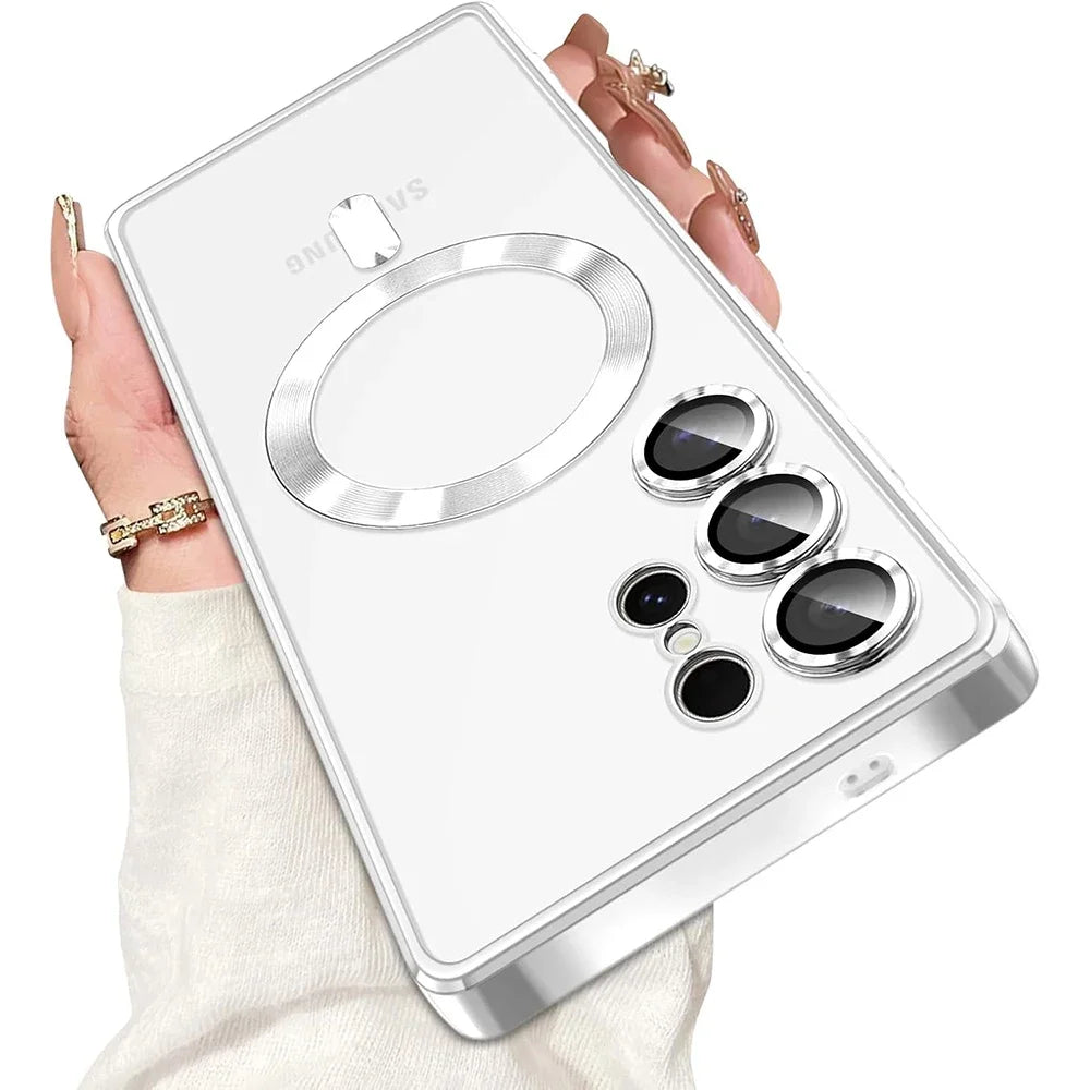 Magnetic Phone Case for Samsung Galaxy S26 Ultra - Shock-Absorbing Plating Sliver Tidesmit