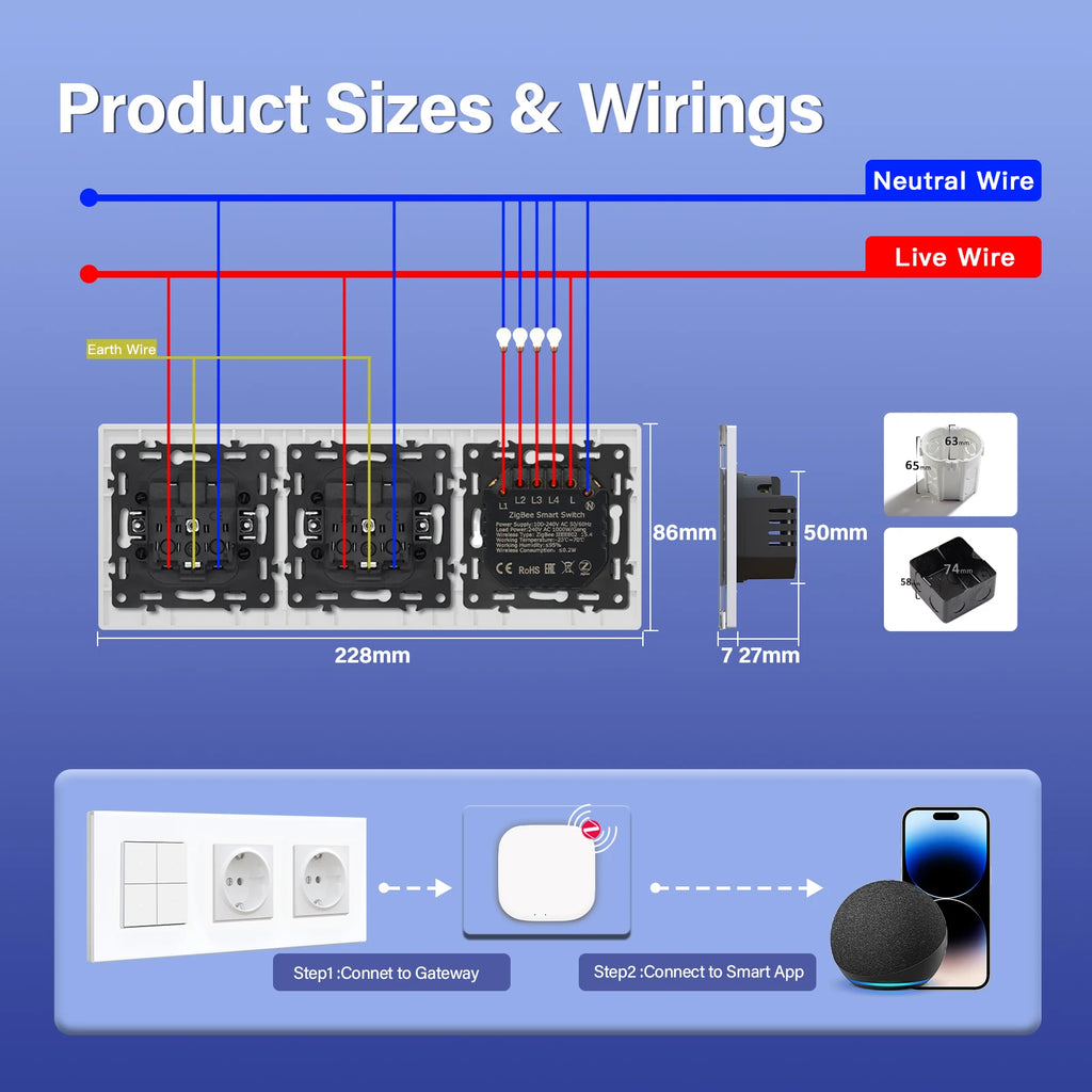 Zigbee Smart Light Switch with USB-C Port - EU Standard | Tidesmit Tidesmit