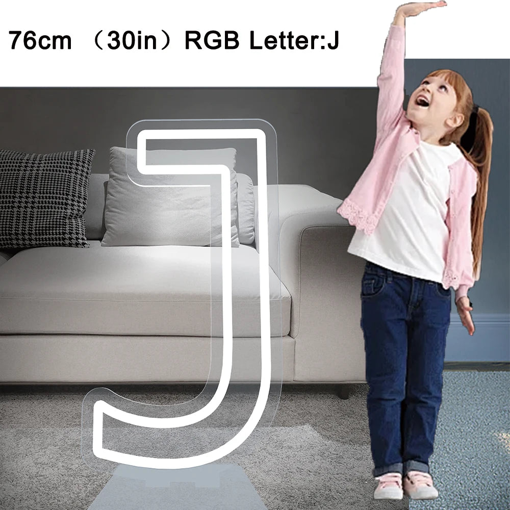 76cm Tall LED Alphabet Light Up Letters for Professional Event Decor 76cm J White Tidesmit