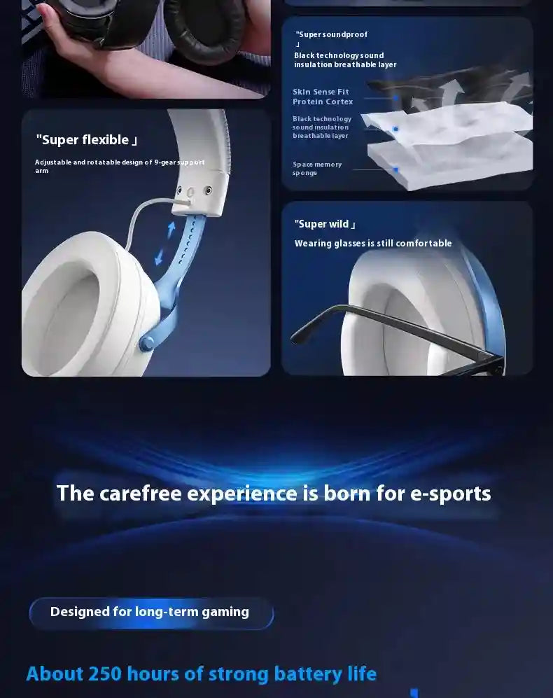 Wireless Gaming Headset V9 Pro with Noise Cancelling Mic - Over-Ear Audio Tidesmit