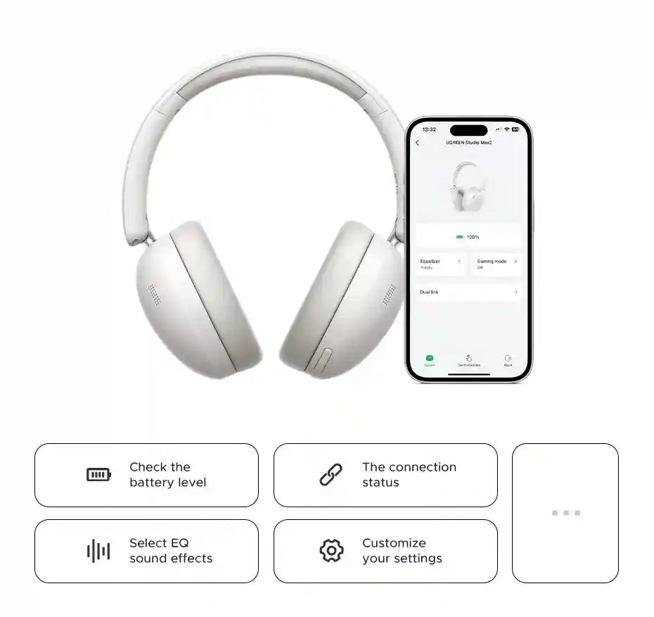Wireless Over-Ear Headphones with 80H Playtime and Noise Cancellation Tidesmit