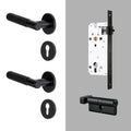 DOOROOM Brass Door Lock Set Modern Knurled Matte Black Interior Door Lock Decorative Lock Privacy Lock Passage Lock